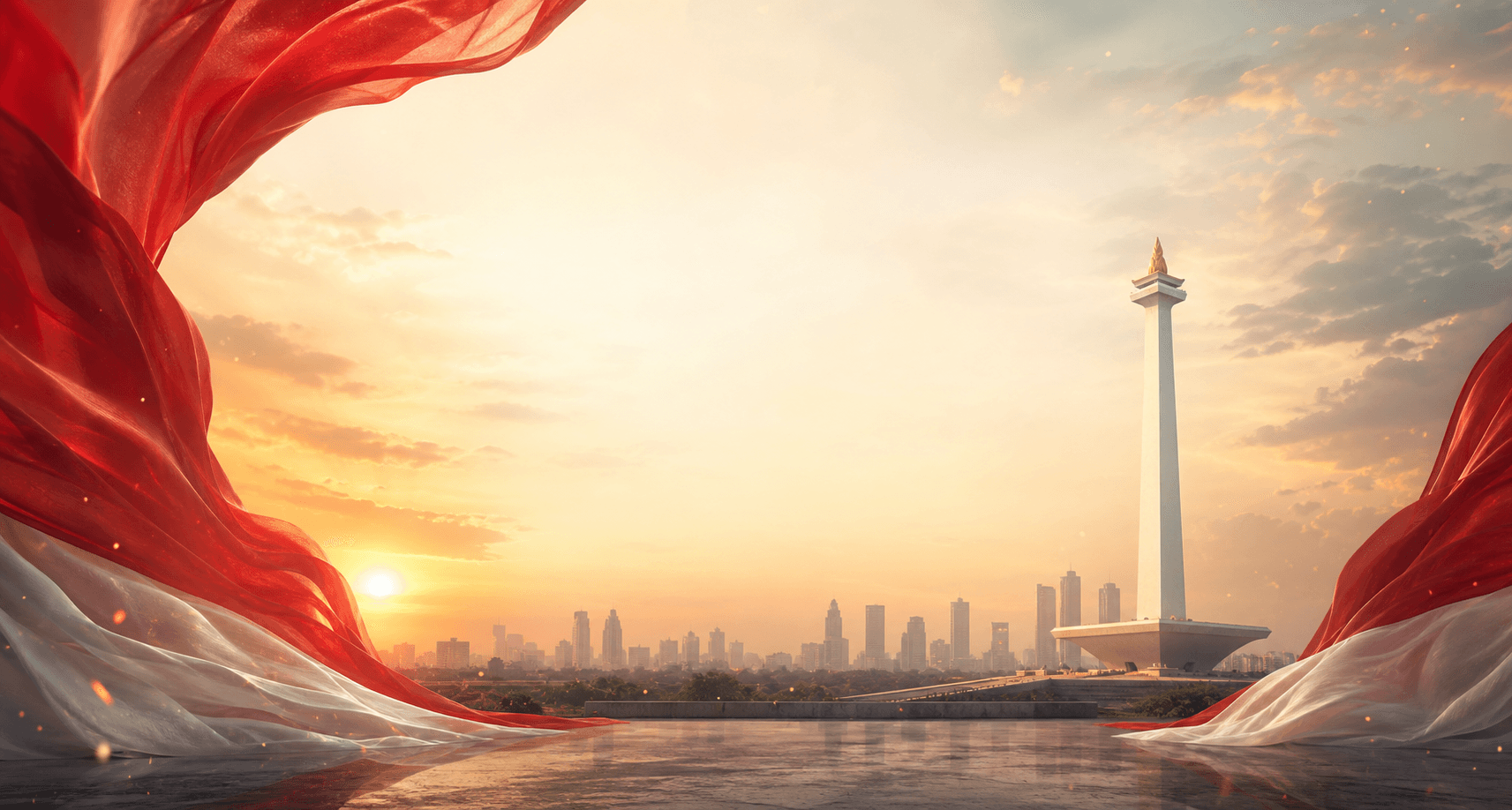 Monumen Nasional dalam nuansa perayaan kemerdekaan Indonesia
